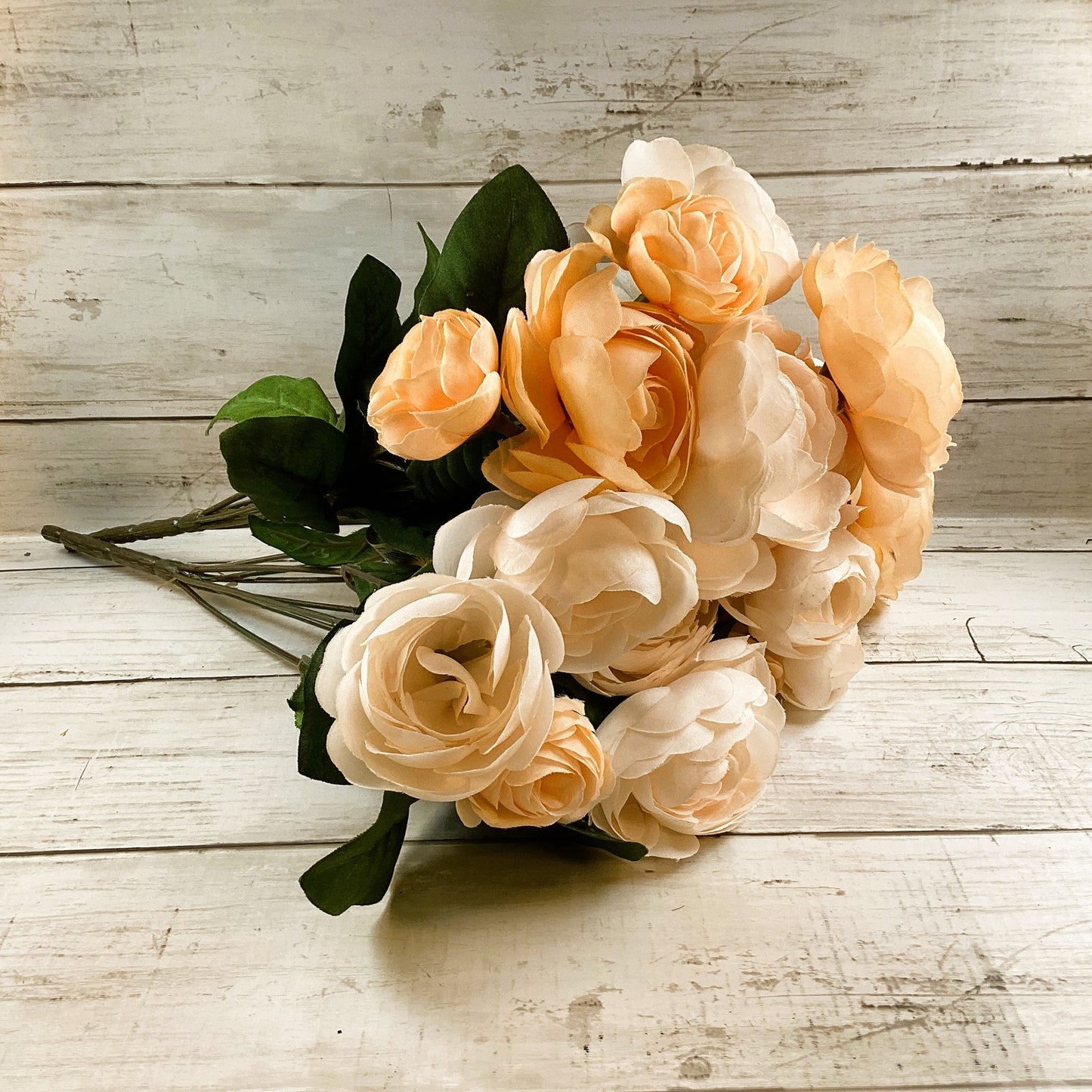 Darice Floral Supply - Peach Cream Ranunculus Bush 13inch