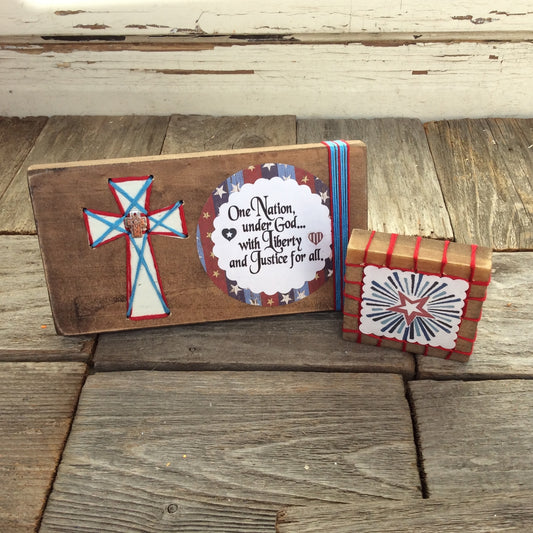 AGD Patriotic Decor - One Nation Under God Cross Star Display