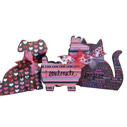 AGD Valentines Decor - Cherish Soulmate Perfect Llama Dog Cat 3pc