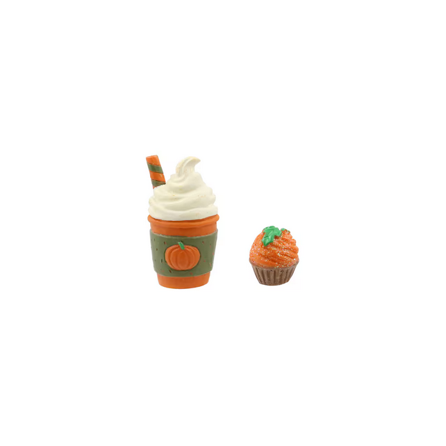 Ashlands Fall Decor - Resin Fairy Garden Pumpkin Spice Latte Cupcake 2pc