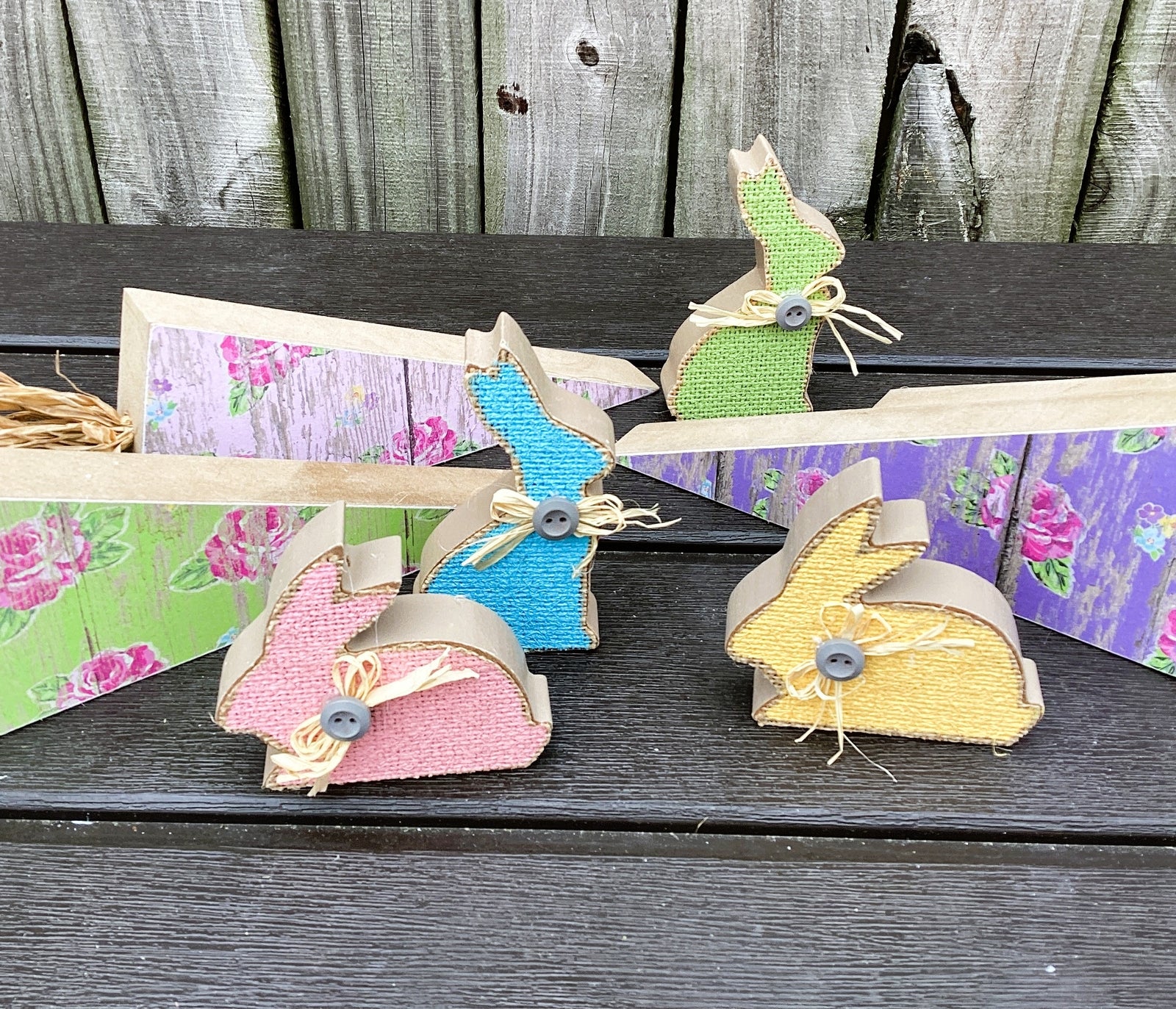 AGD Easter Decor - Reversible Chunky Wood Carrot Runny Rabbit 8pc