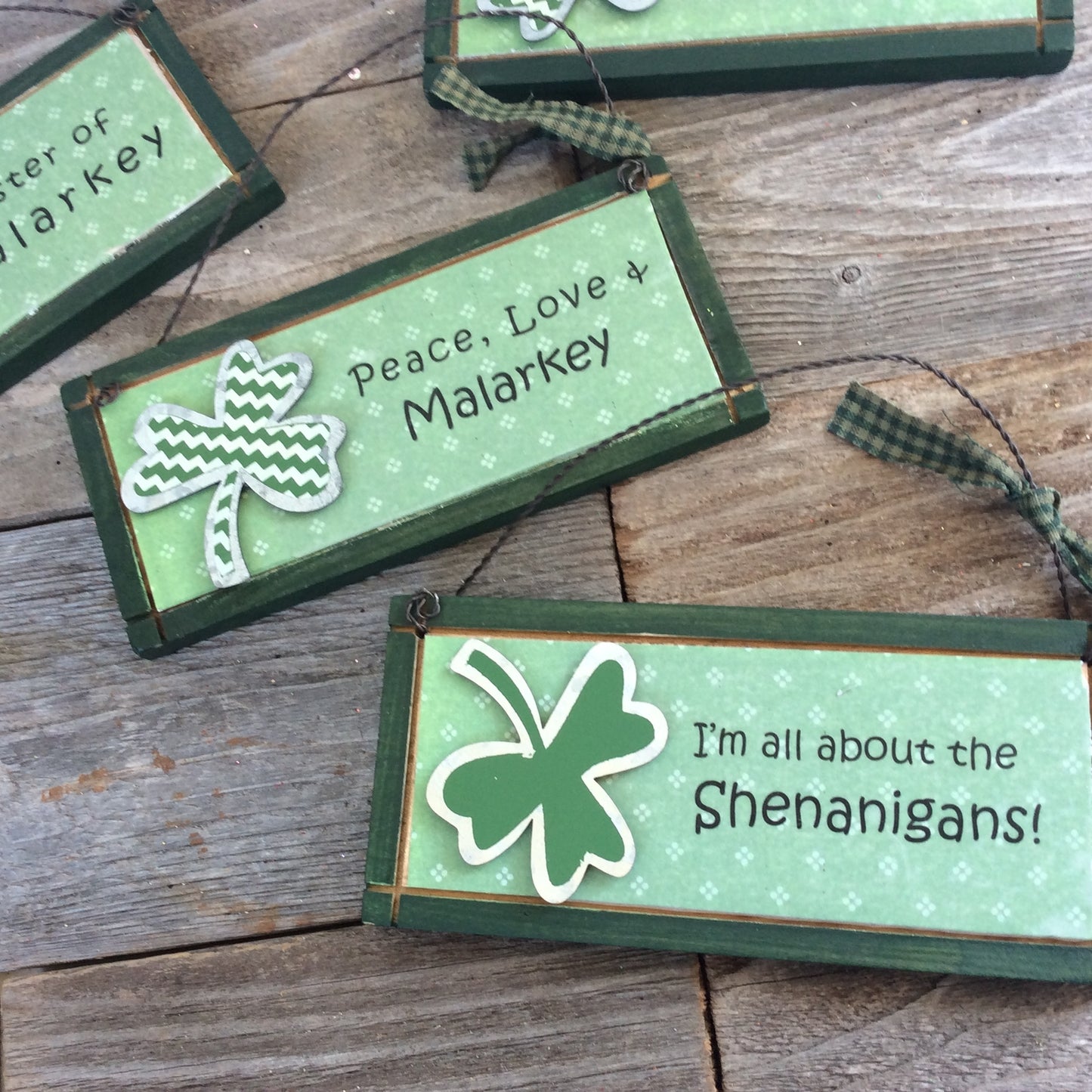 AGD Saint Patricks Decor - Snarky Irish Humor Wood Ornaments 4pc Set