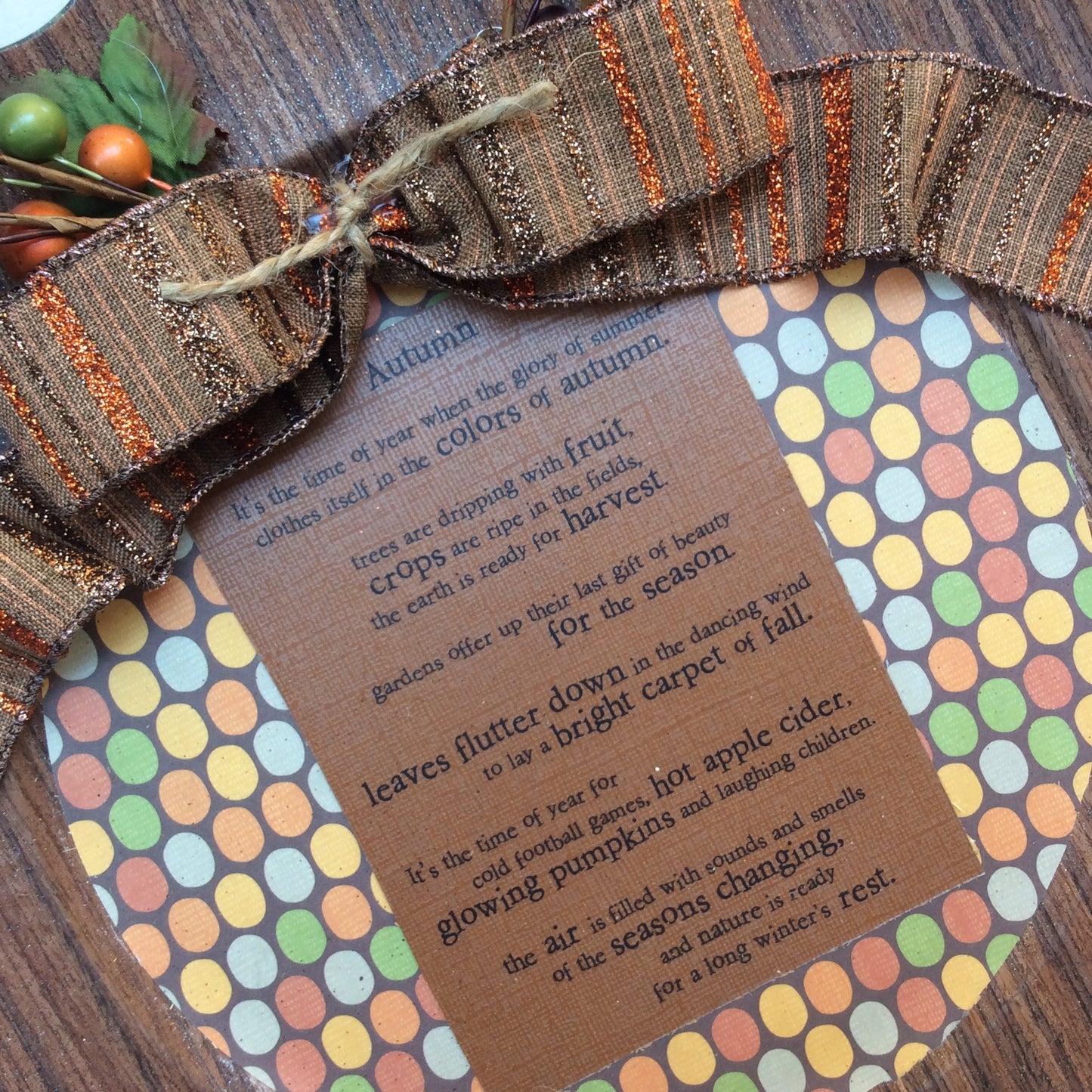 AGD Fall Decor - Autumn Poem Decorative Plate