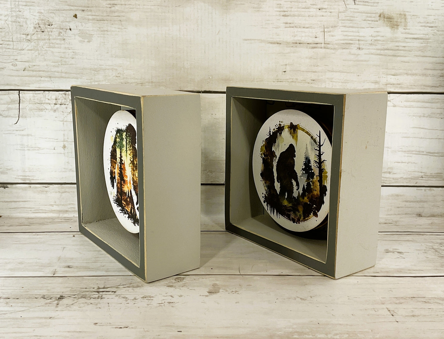 AGD Home Decor - Forest Mountains Bigfoot Yeti Sasquatch 2pc Signs