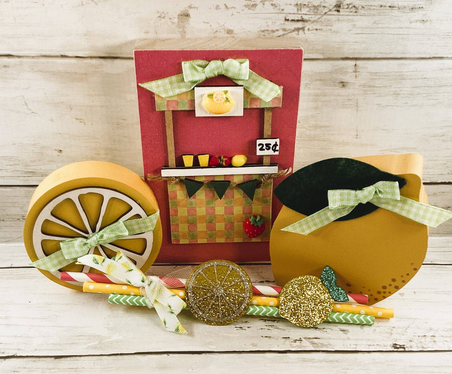 Summer Decor - Chunky Pink Lemonade Booth Stand Tier Tray 4pc Set