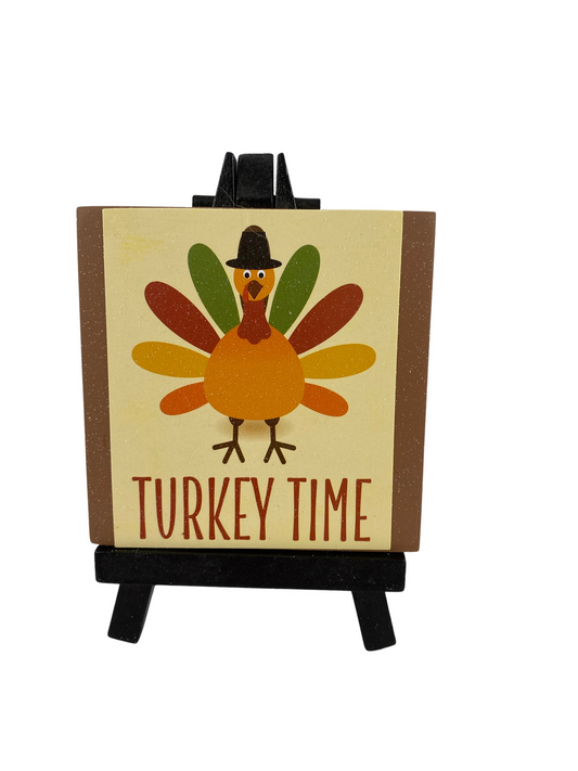 AGD Fall Decor - Pumpkin Spice Turkey Time Reversible Easel Sign
