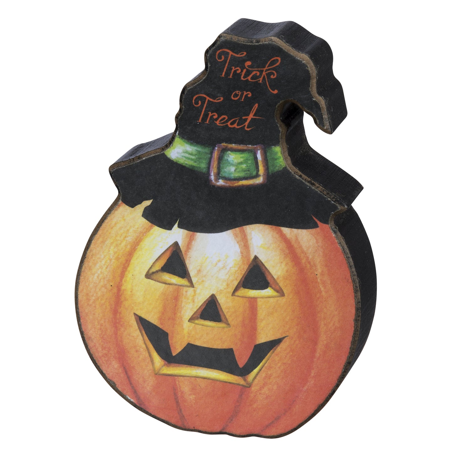 PBK Fall Decor - Sm Chunky Wood Jack O Lantern Pumpkin