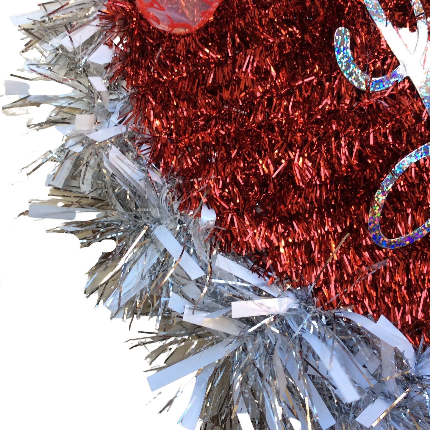 AGD Valentines Decor - Red Silver White Love Heart Tinsel Wreath