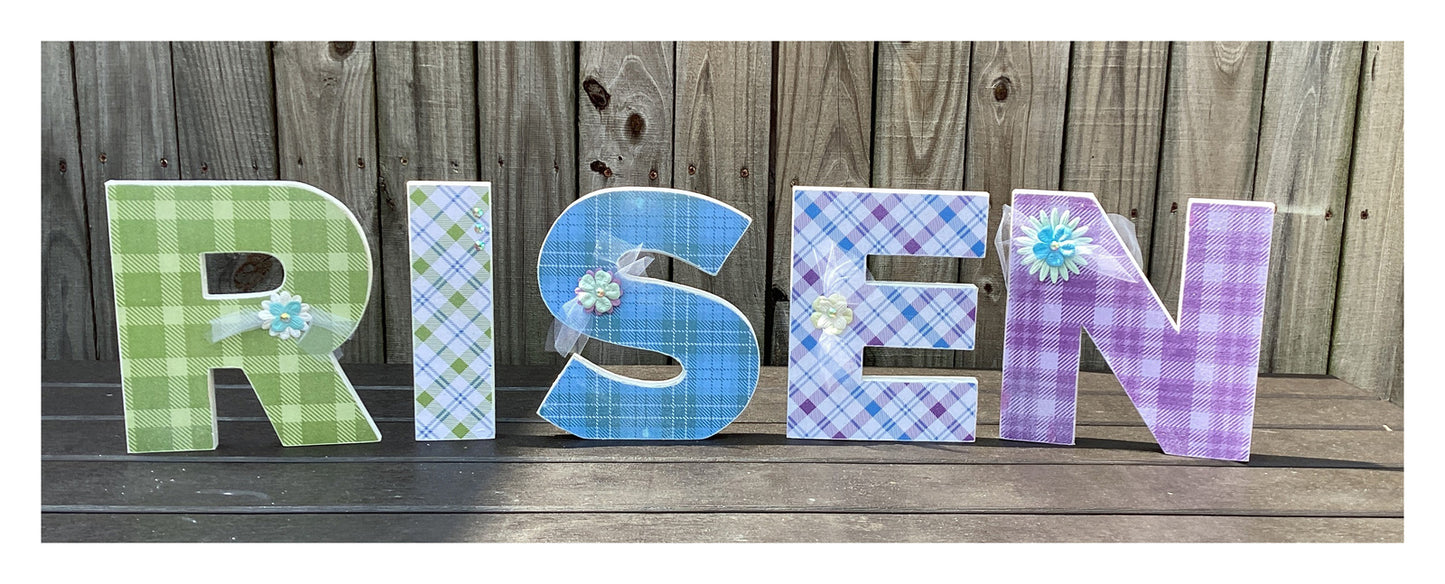 AGD Easter Decor - Chunky Wood RISEN Letter Word Tabletop Display