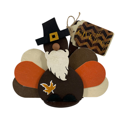 AGD Fall Decor - Give Thanks Turkey Gnome Sitter