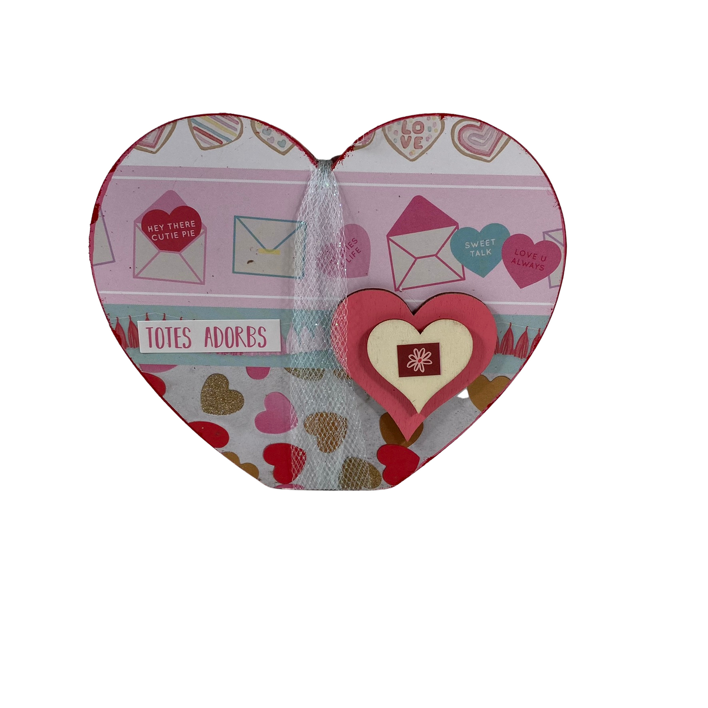 AGD Valentines Decor - XOXO Adorbs Double-Sided Chunky Heart Sitter
