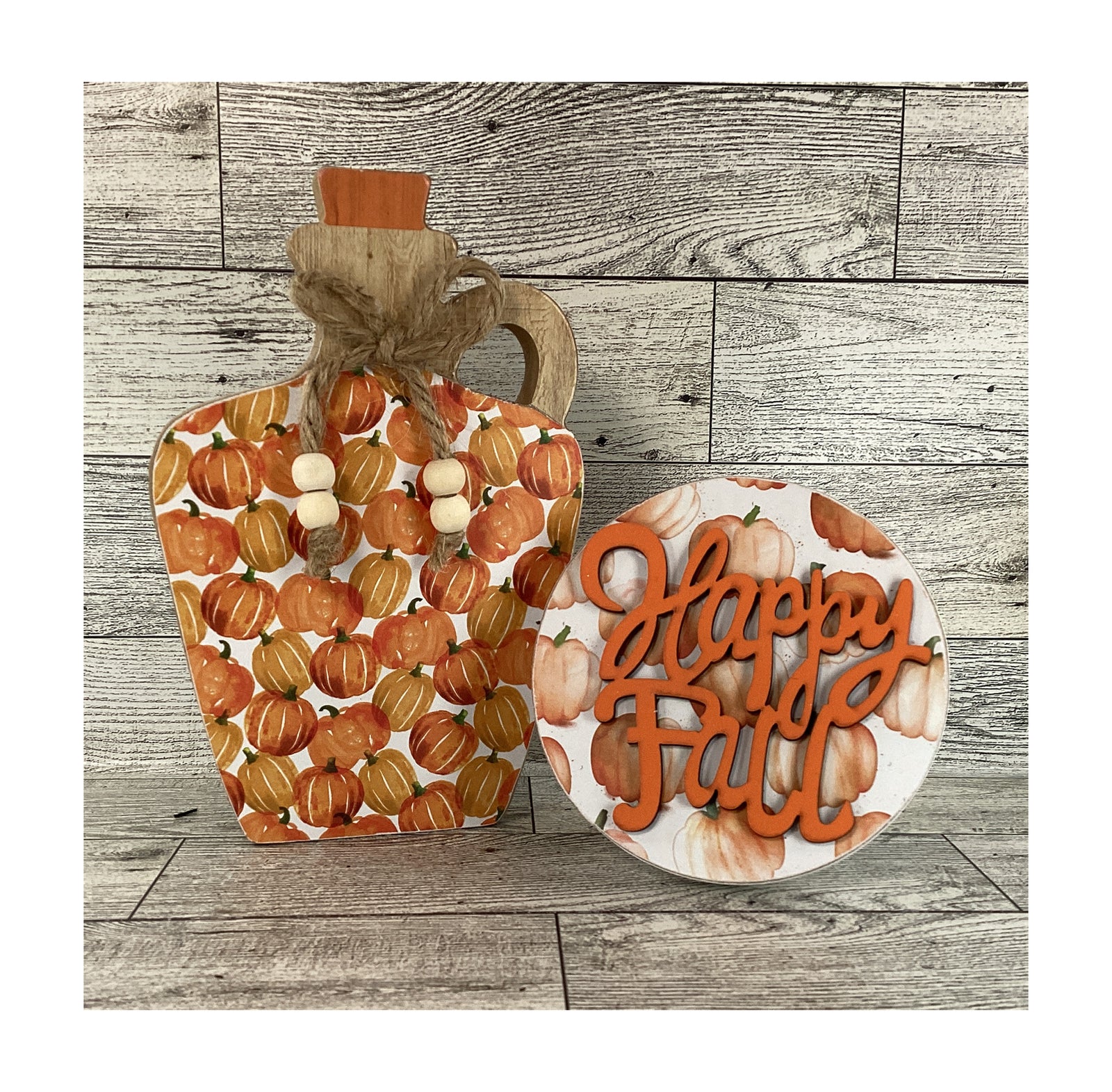 AGD AGD Fall Decor - Pumpkin Cider Jar Happy Fall Sign 2pc Set