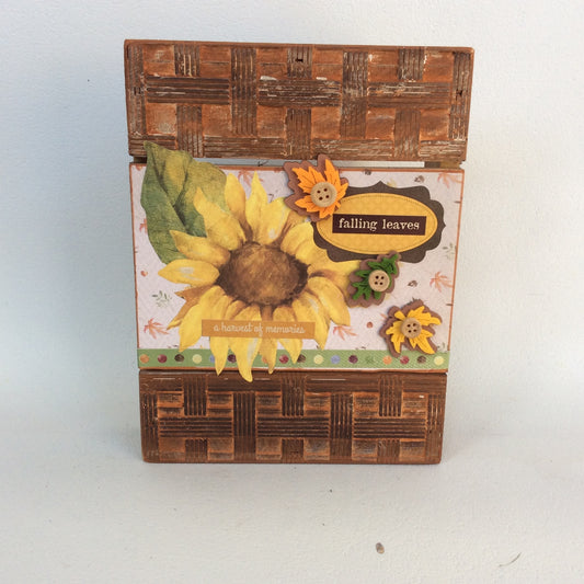 AGD Fall Decor - Falling Leaves Harvest Sunflower Box Sign