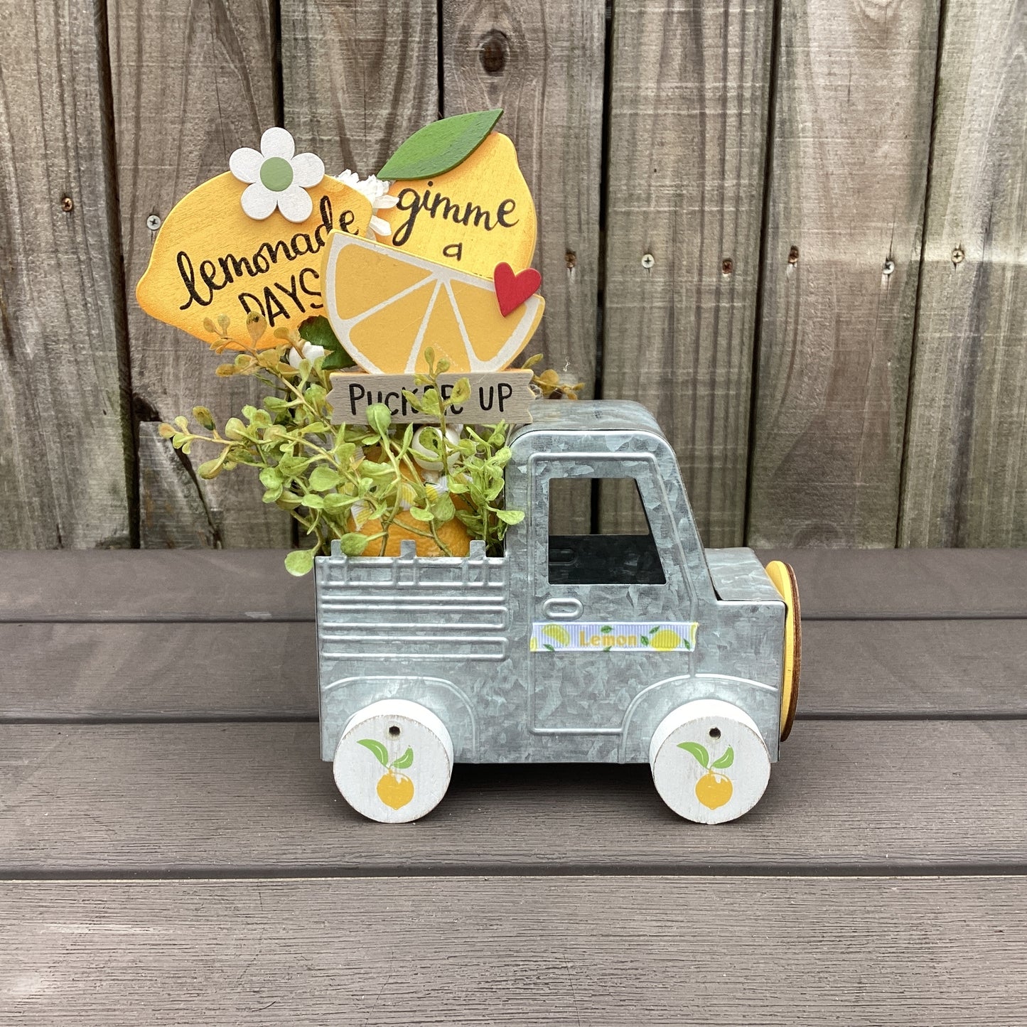 AGD Spring Decor - Lemonade Days Floral Galvanized Metal Truck Display