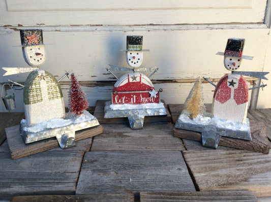 AGD Christmas Decor – Let It Snow Man Men Stocking Holder 3pc Set