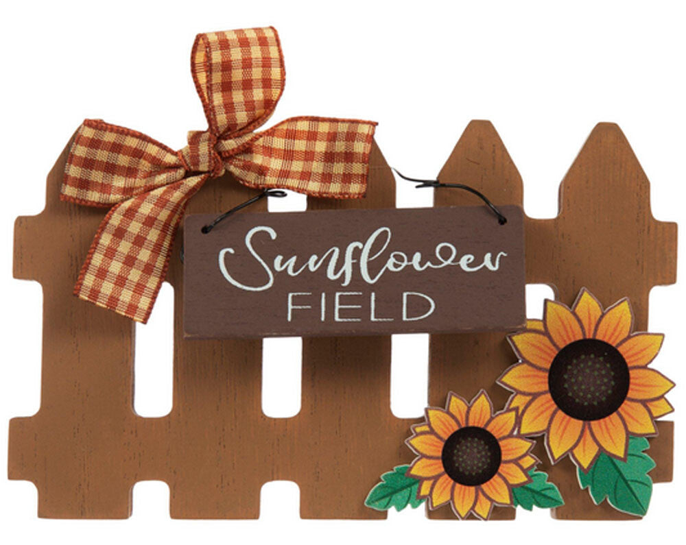 HL Fall Decor - Sunflower Chunky Wood Fence Tier Tray Decor