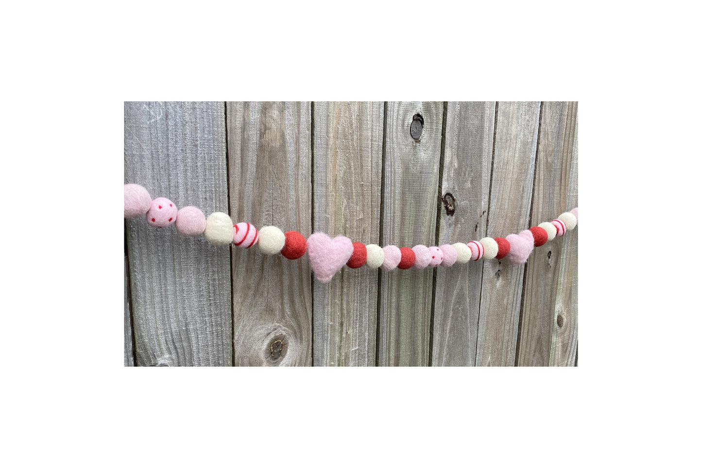 AGD Valentines Decor - Felt Balls and Felt Heart Garland 5ft