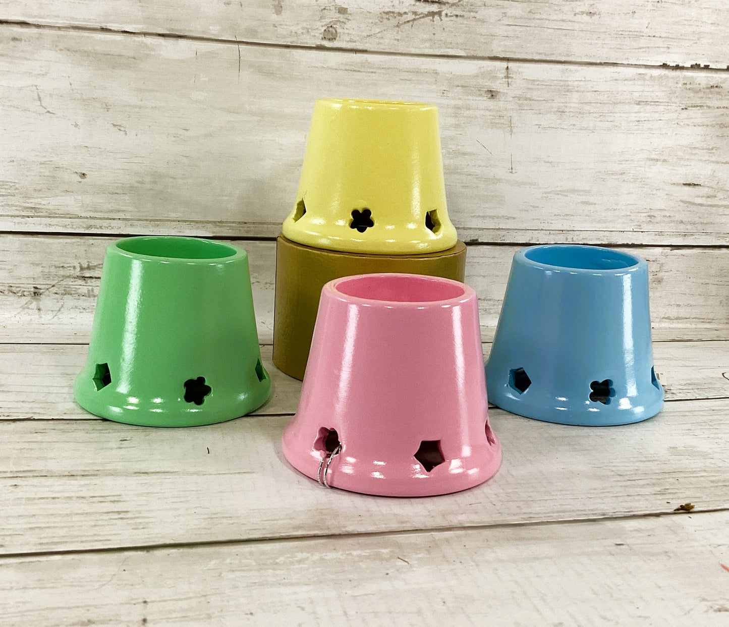 Youngs Spring Decor - Ceramic Pastel Reversible Tealight Votive 4pc