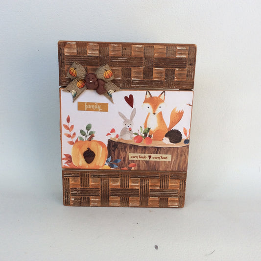AGD Fall Decor - Family Fox Warm Hands Heart Box Sign