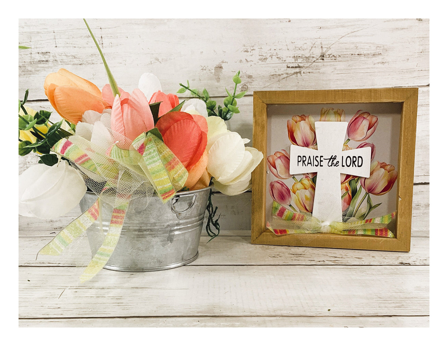 AGD Easter Spring Decor - Praise the Lord Tulip Flowers SMALL Floral Display