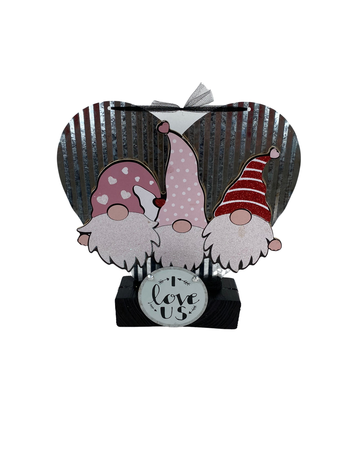 AGD Valentines Decor - I Love Us Gnome Table Heart Sitter 9.5 inch