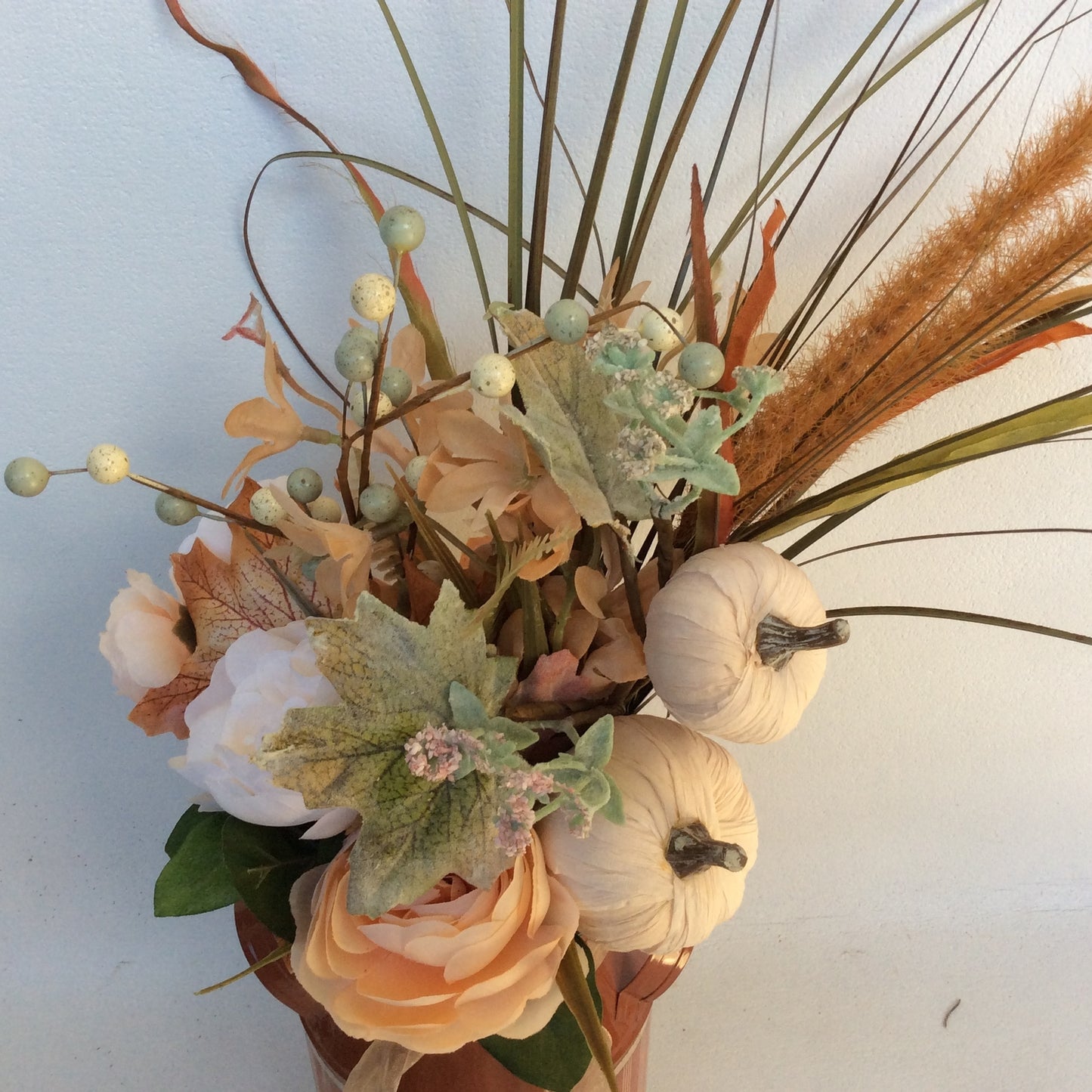 AGD Fall Decor - Pumpkin Spice Milk Can Filled Artificial Floral Display