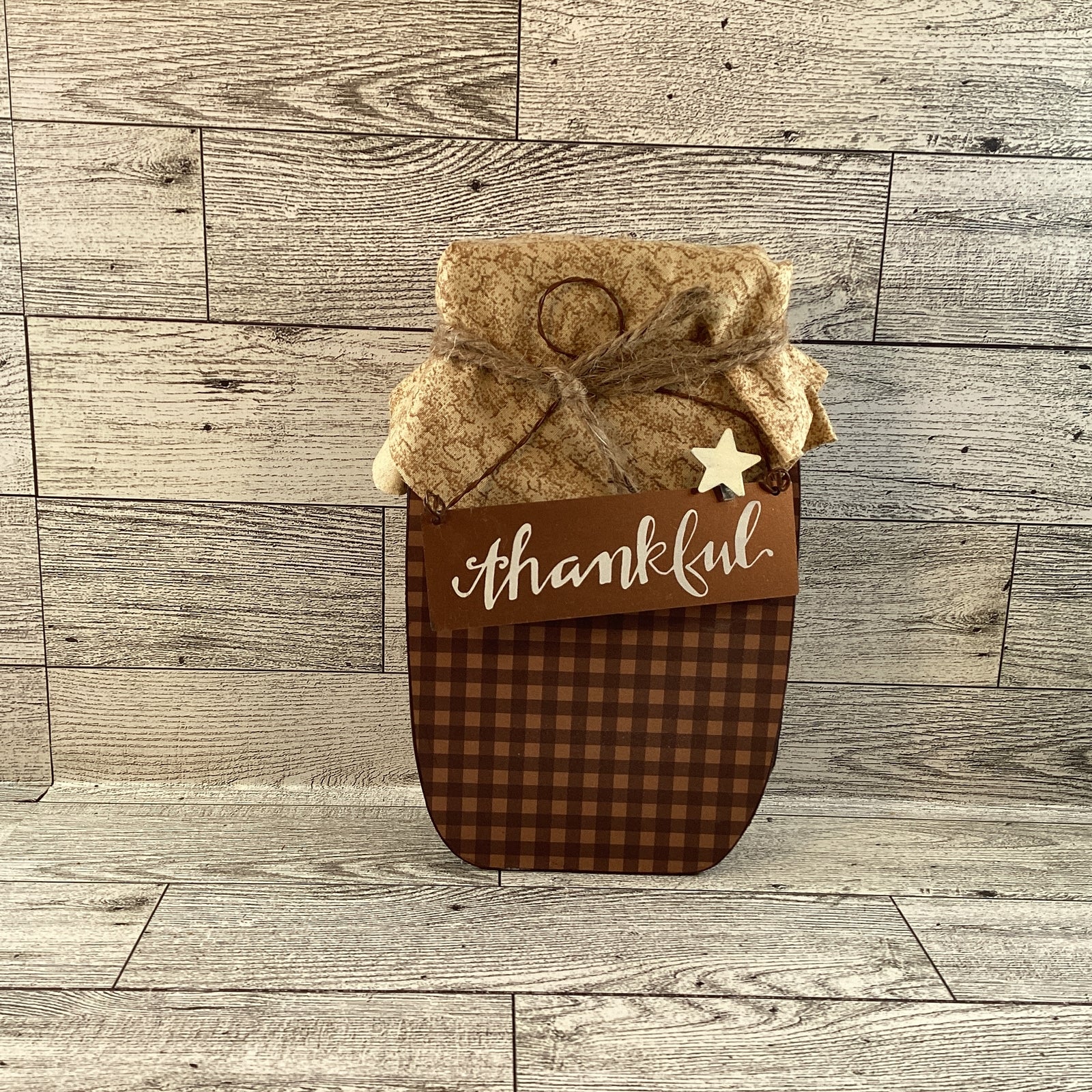 AGD Fall Decor - Autumn Thankful Grateful Wood Mason Jar