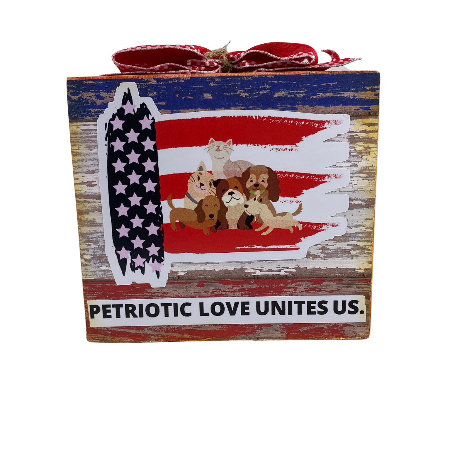 AGD Patriotic Decor - Dog Cat Pet Paws Double-Sided Box Sign