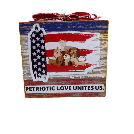 AGD Patriotic Decor - Dog Cat Pet Paws Double-Sided Box Sign