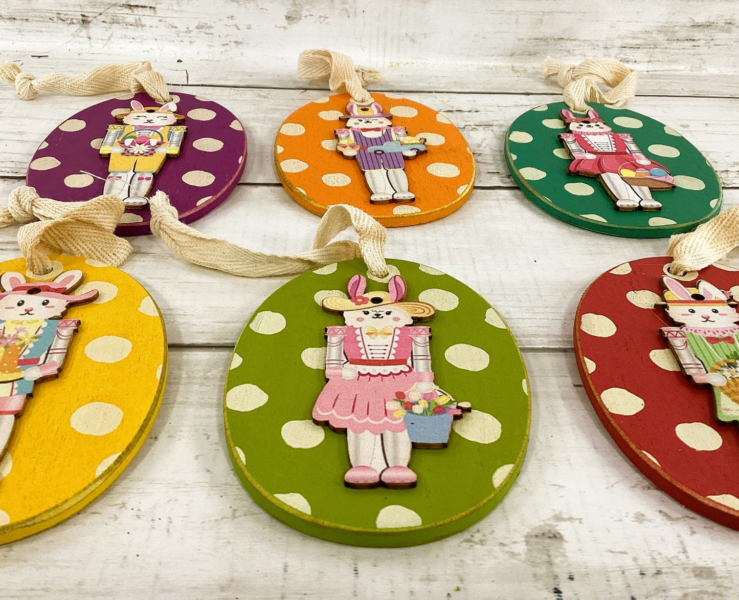 AGD Easter Decor - Pastel Bunny Nutcracker Ornaments 6pc Set