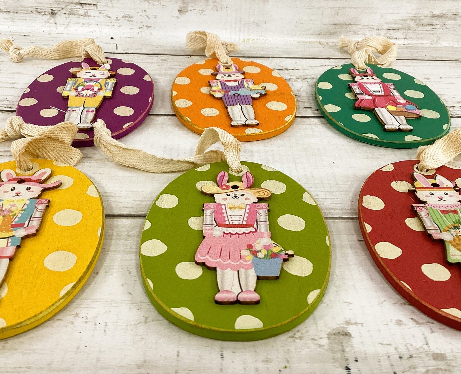 AGD Easter Decor - Pastel Bunny Nutcracker Ornaments 6pc Set