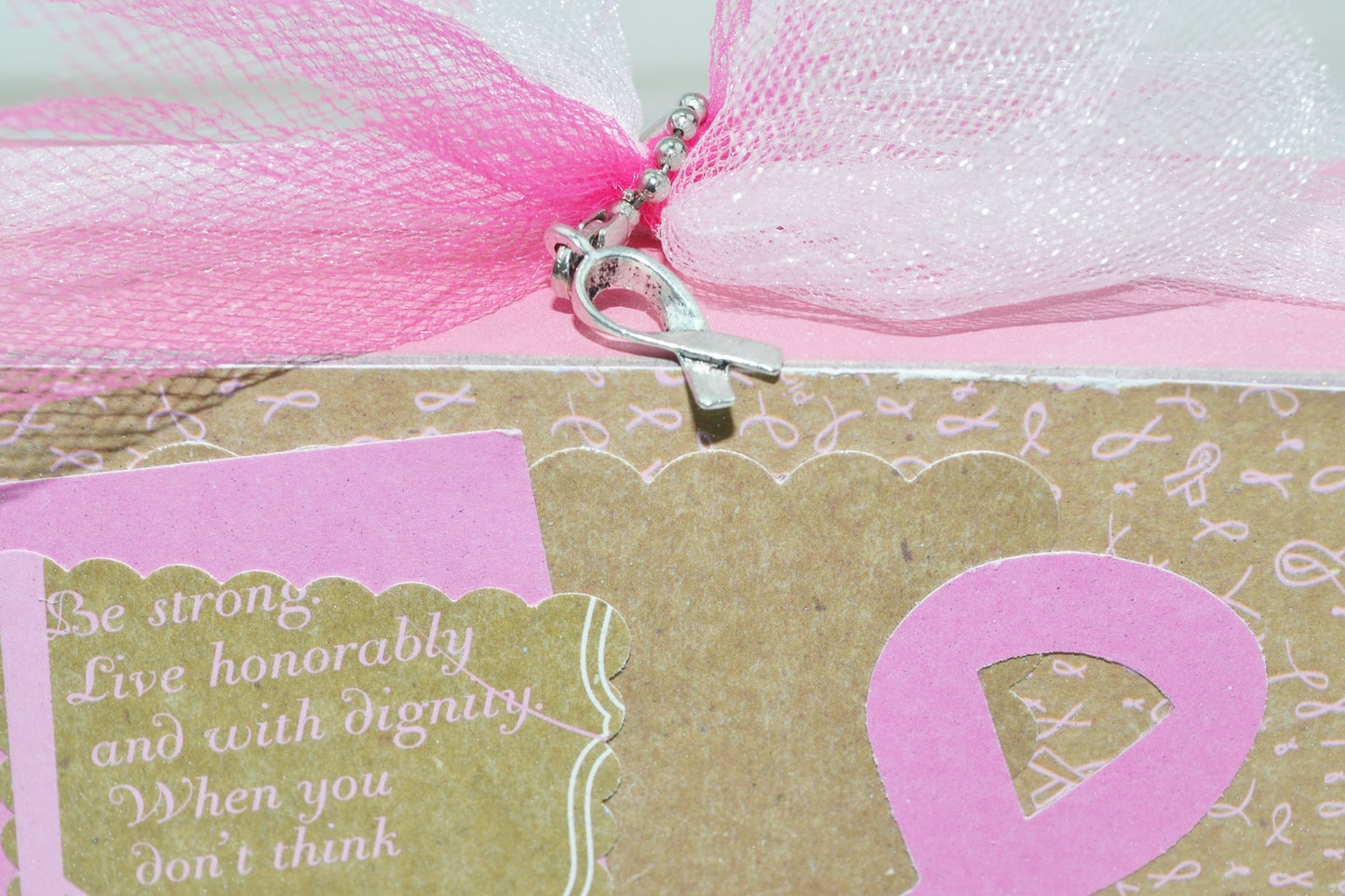 AGD Cancer Support Decor - Pink Dignity Hold On Ribbon Block Sitter