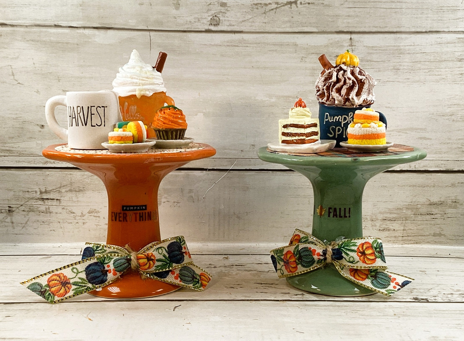 AGD Fall Decor - Pumpkin Spice Latte Pie Dessert Cupcake Risers 2pc