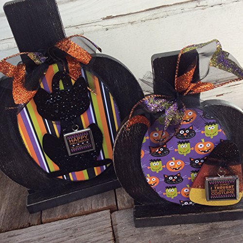 AGD Halloween Decor - Black Cat Candy Corn Pumpkins 2pc Set