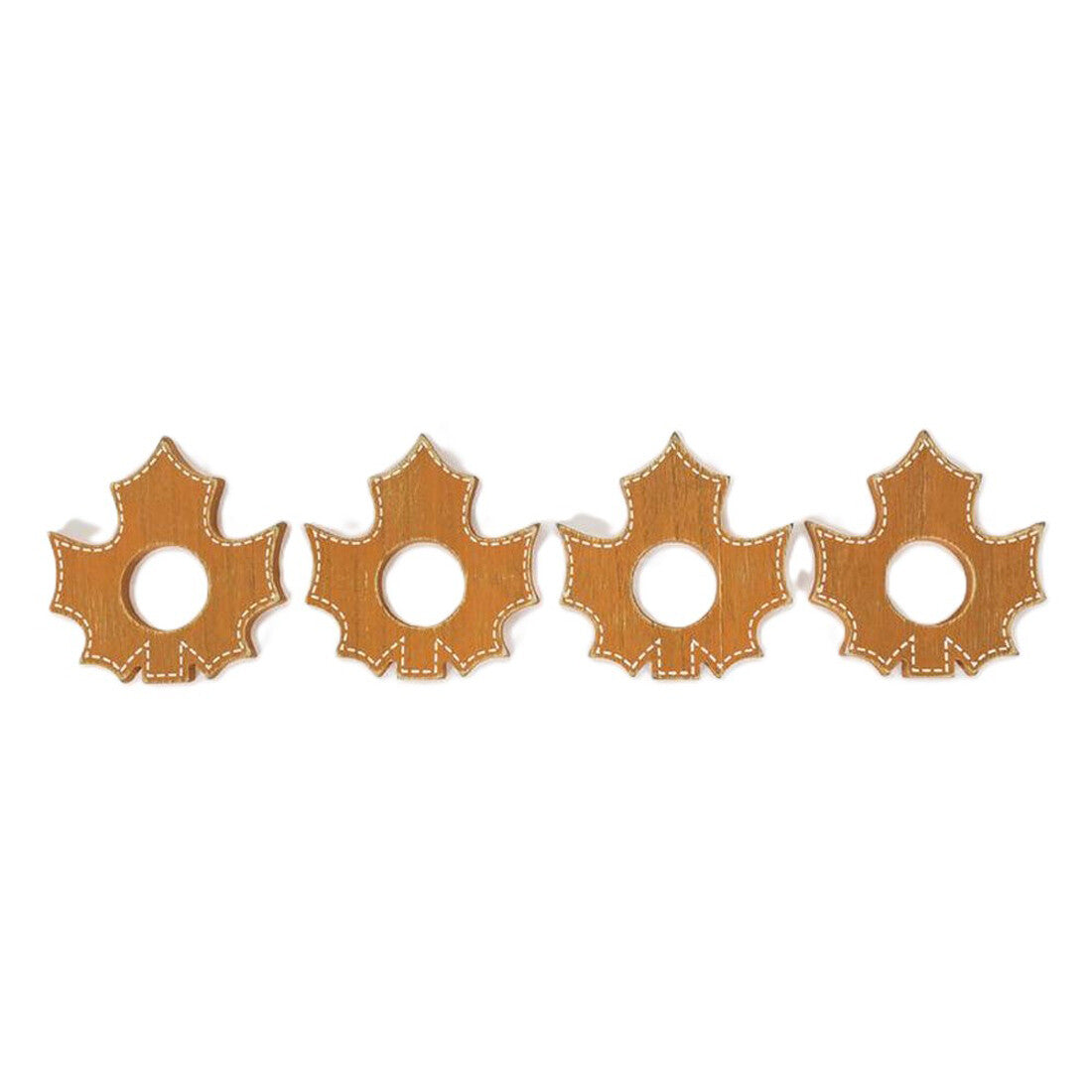 Adams Fall Decor - Farmhouse Orange White Leaves Napkin Rings 4pc Set