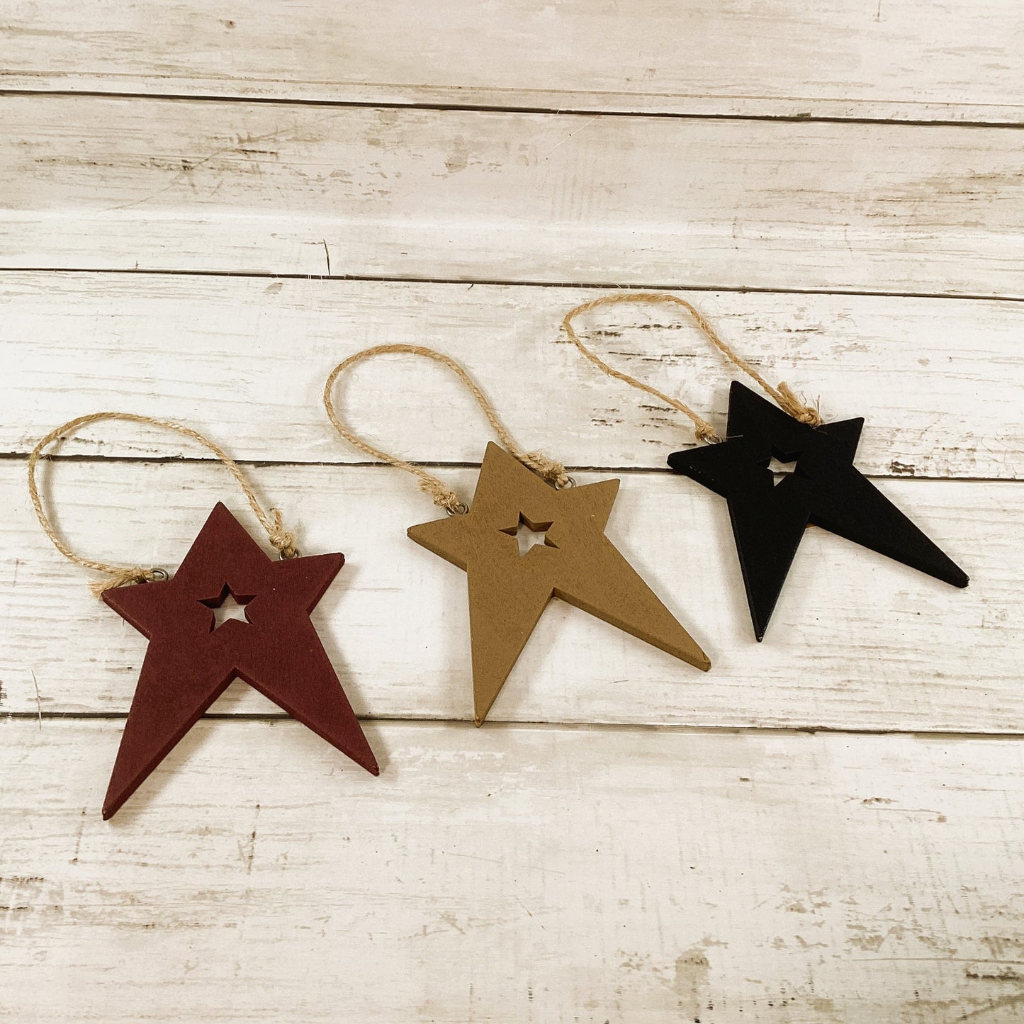 CWI Patriotic Decor - Prim Folk Star Ornament 3pc Set