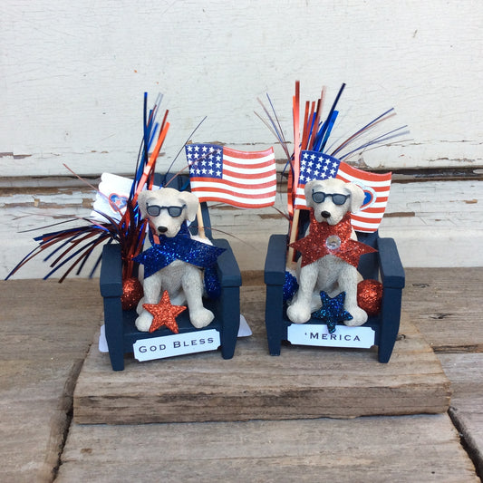 GD Patriotic Decor - God Bless & 'Merica Resin Summer Dog Decor 2pc