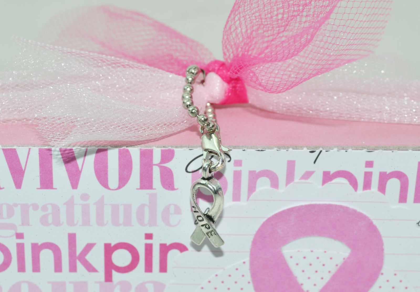 AGD Cancer Support Decor - Pink Survivor Ribbon Block Sitter