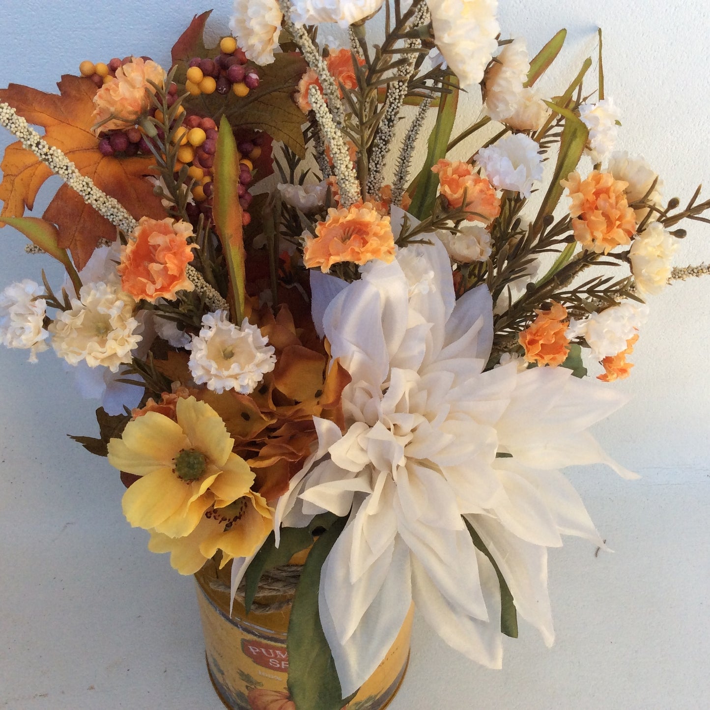 AGD Fall Decor - Pumpkin Spice Milk Can Filled Artificial Floral Display