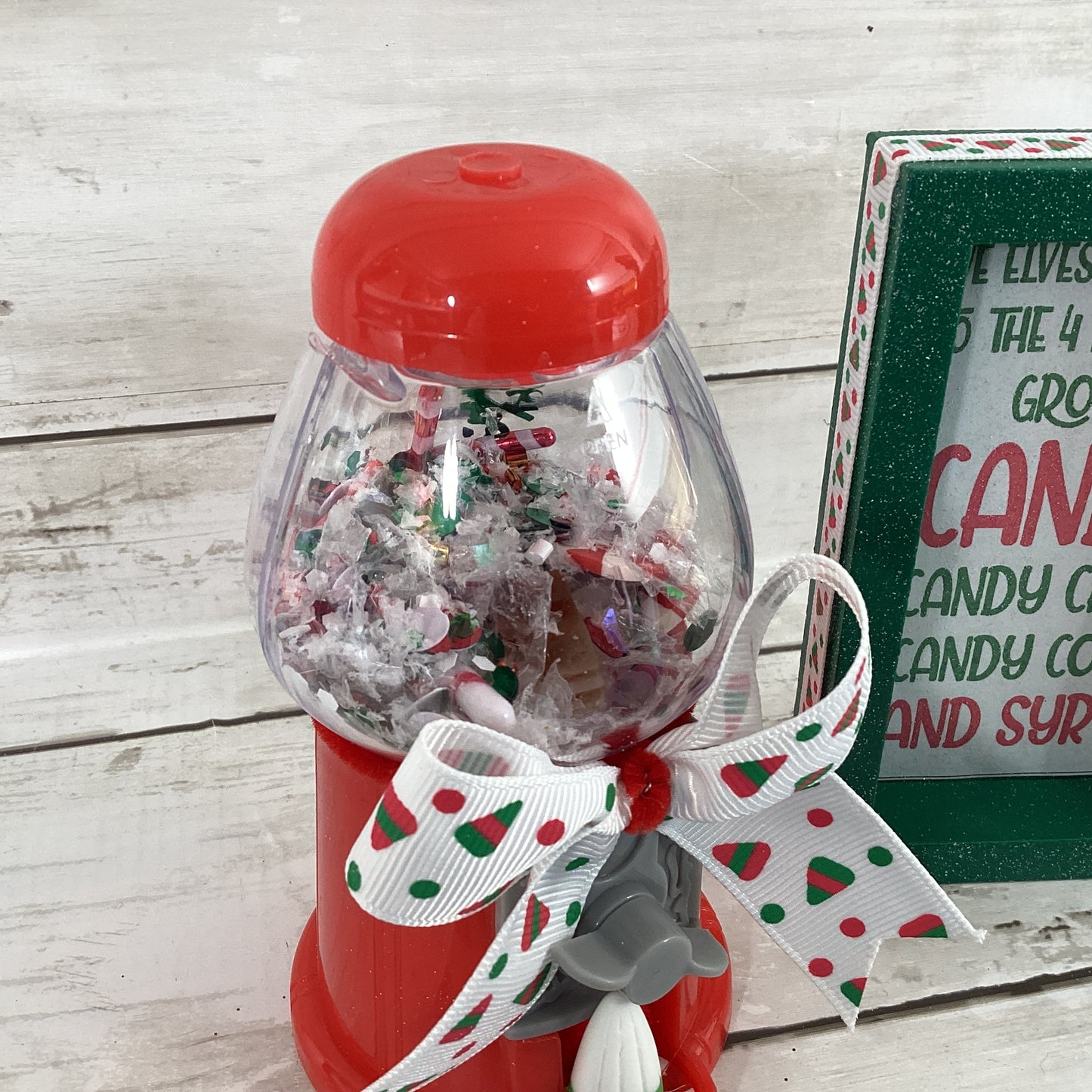 Christmas Decor Plastic Elf Candy Gumball Shaker 2pc Set