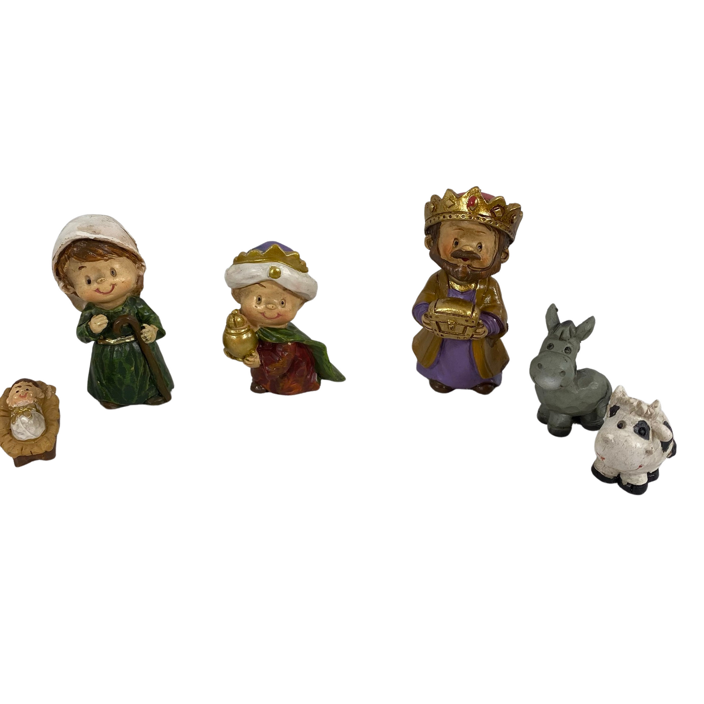 AGD Christmas Decor - Resin Children Nativity Lighted Stable Wood Manger Set