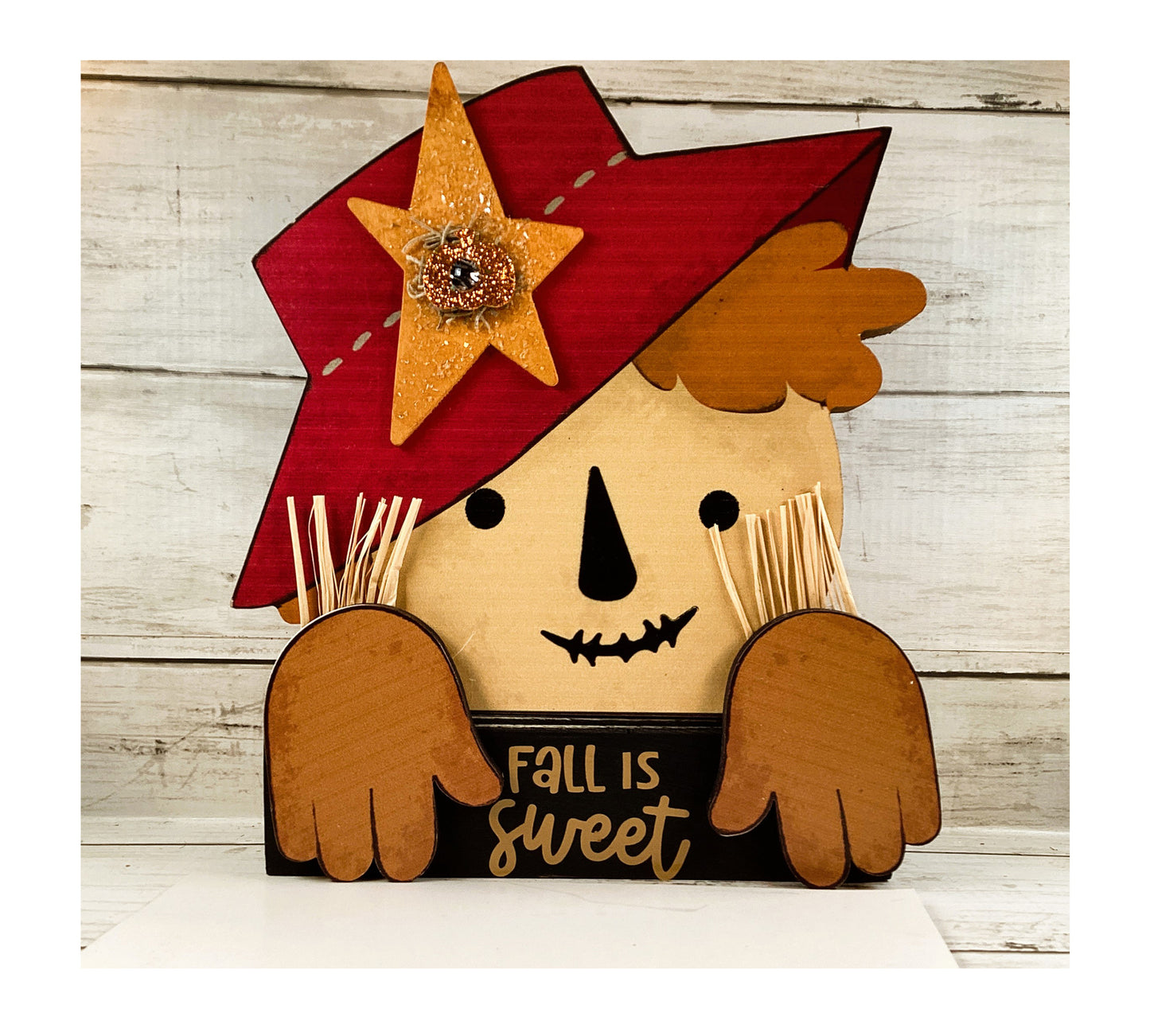 AGD Fall Decor - Peeking Sweet Scarecrow Trick Treat Witch Chunky Display