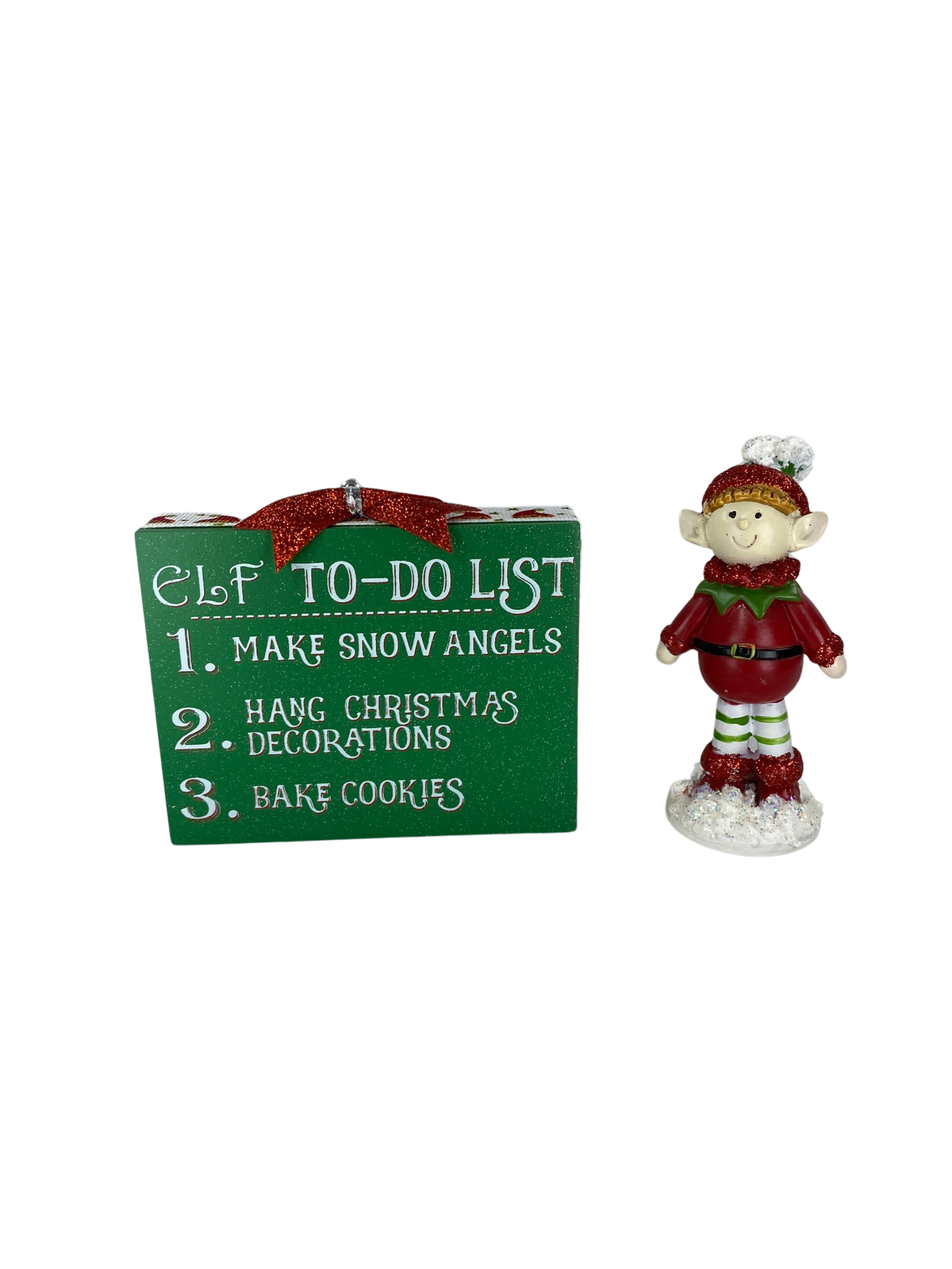 AGD Christmas Decor - Elf Elves To Do List Tier Tray Decor 2pc