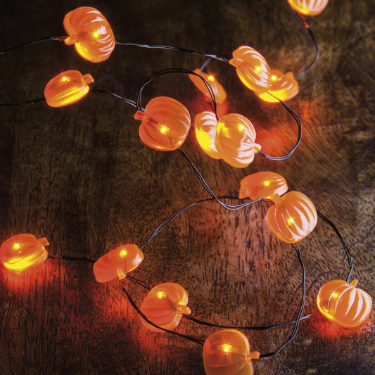 PBK Fall Decor - LED Micro Orange Pumpkins Lights Battery Operated