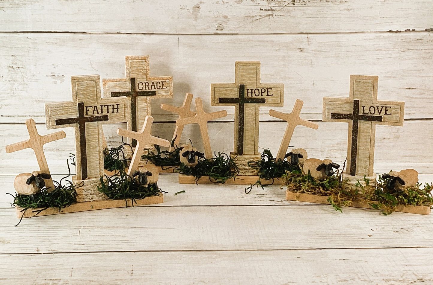 AGD Easter Decor - Resurrection Cross Sheep Display