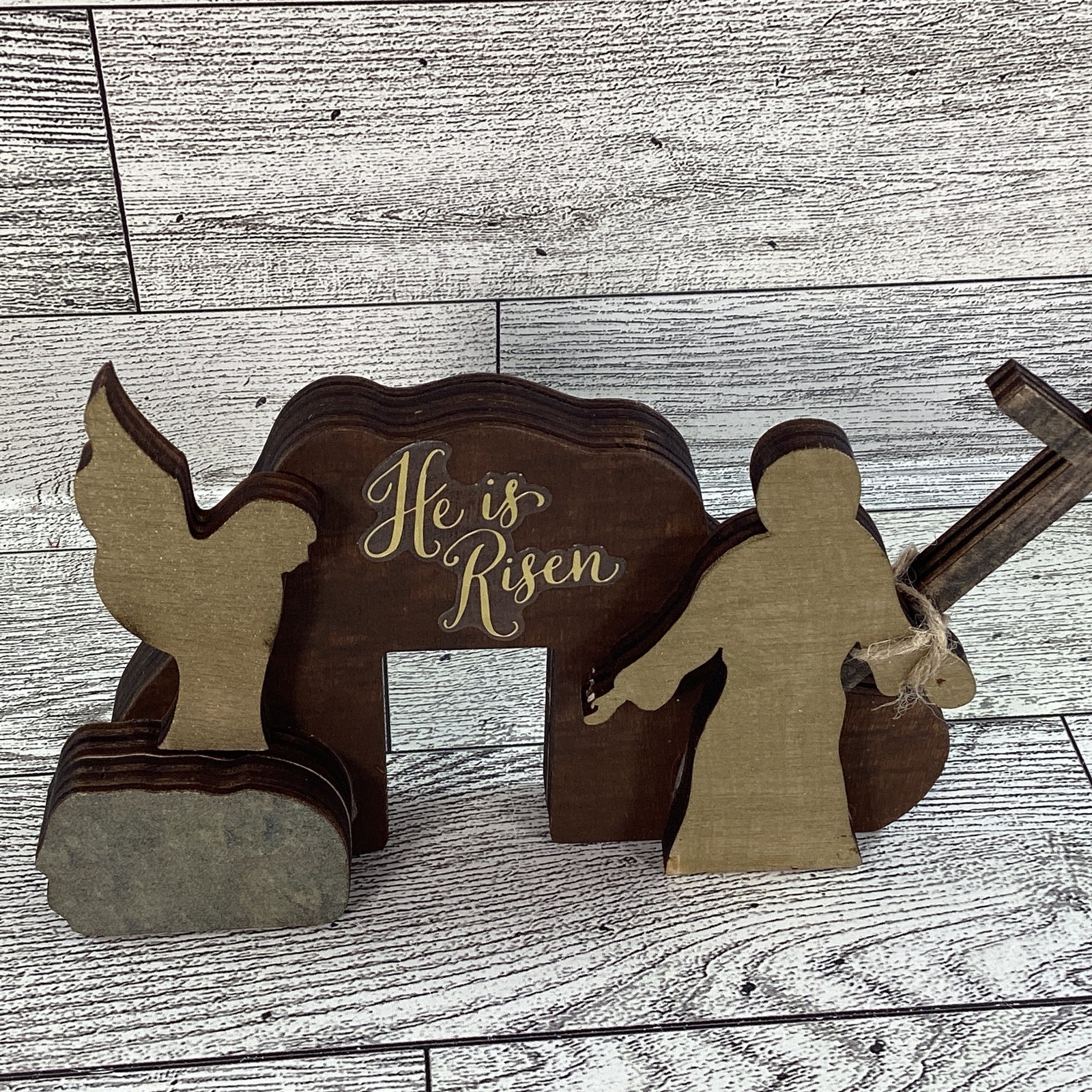 AGD Easter Decor - Small Wood Resurrection Tomb Scene for Tier Tray