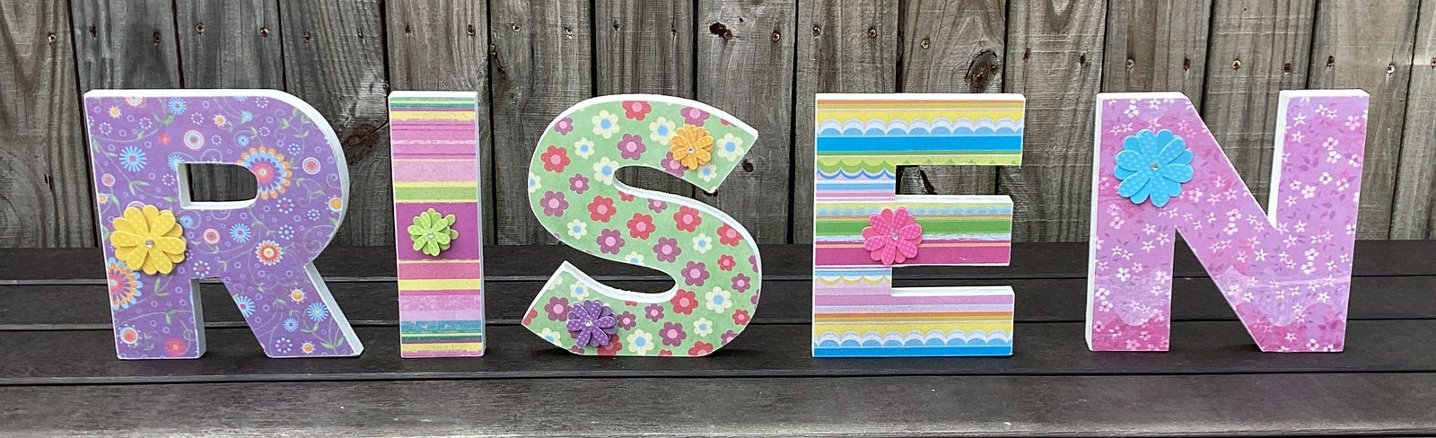 AGD Easter Decor - Chunky Wood RISEN Letter Word Tabletop Display