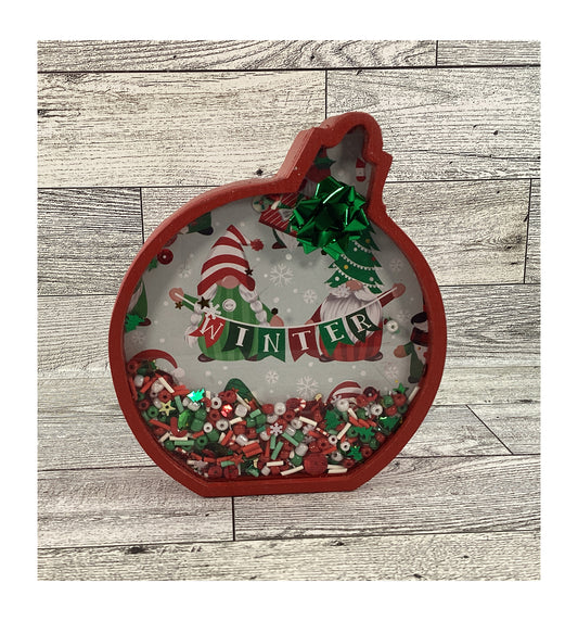 AGD Christmas Decor -  Ornament Gnomes Chunky Wood Snow Shaker