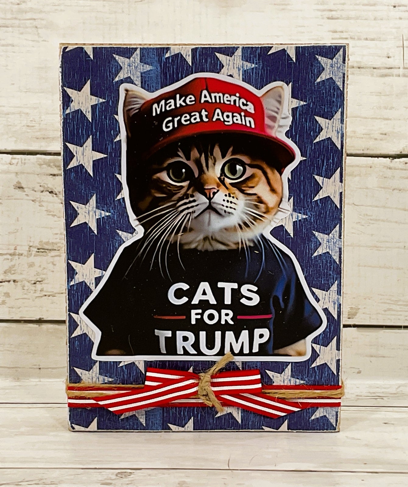 AGD Patriotic Decor - July 4th Cats For Trump Funny Block Sign