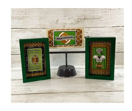 AGD Fall Decor -  Football Helmet Reversible End Zone Sign Tier Tray 3pc Set